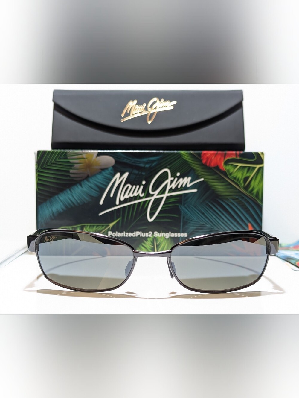 Maui Jim Kala Black Marble Grey Arms Polarized Grey Lens Sunglasses 101-02 RARE